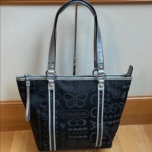 Coach Bandana Graffiti tote/shoulder bag, black with sparkle